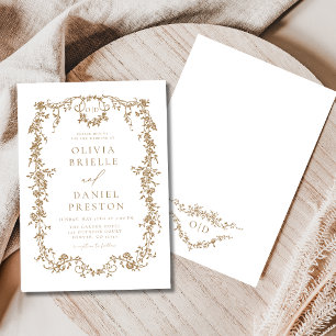 Invitación Monograma del Boda de oro francés victoriano