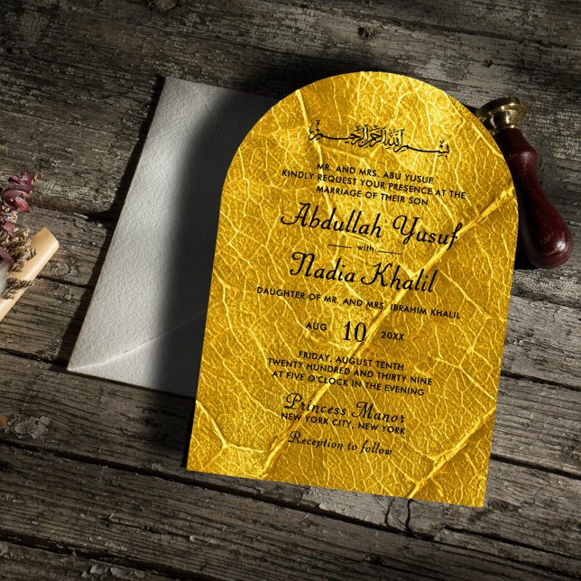 Invitación Monograma del Boda del arco islámico texturizado c (Subido por el creador)