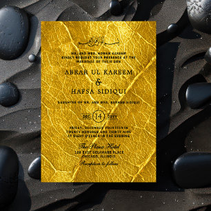 Invitación Monograma del Boda islámico texturizado con hoja d