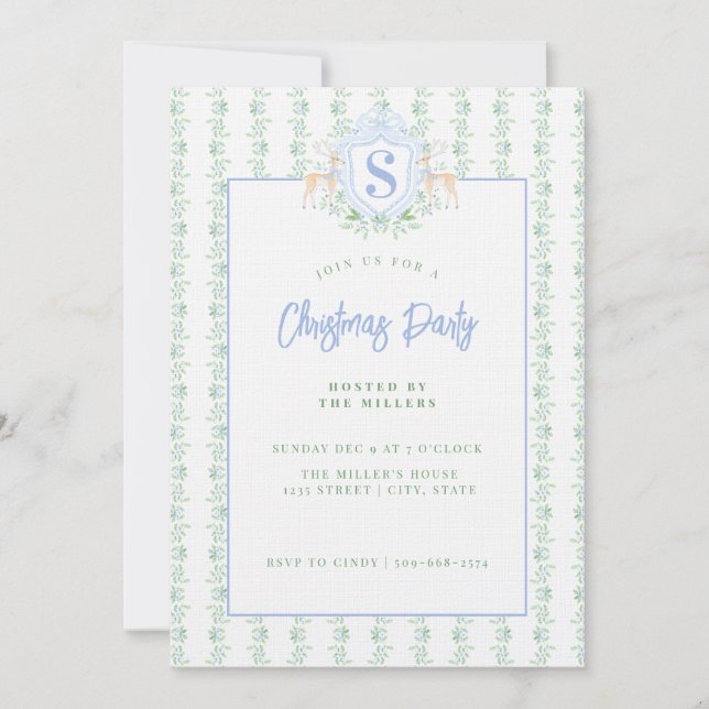 Invitación Monograma del Escudo de renos de los Navidades del (Anverso)