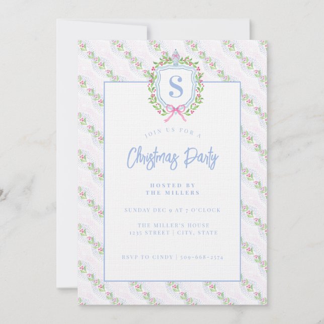 Invitación Monograma del Escudo Grandmillennial Ginger Jar (Anverso)