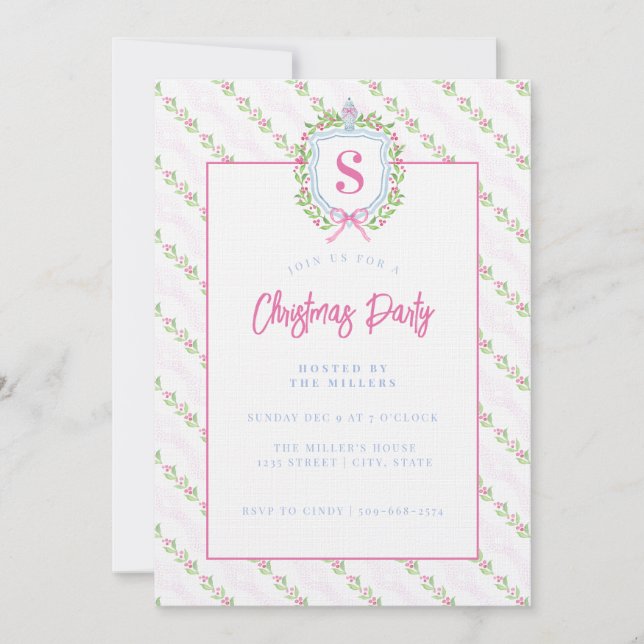 Invitación Monograma del Escudo Grandmillennial Ginger Jar (Anverso)