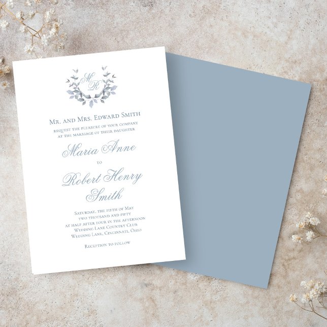Invitación Monograma del guión de caligrafía de boda elegante (Elegant calligraphy script wedding invitations. )