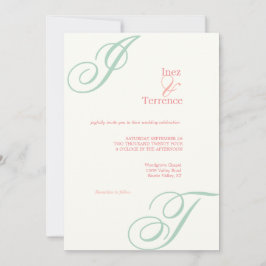 Invitación Monograma del Jardín de la tarde en inglés