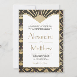 Invitación Monograma del oro del Boda Art Deco con 20 años