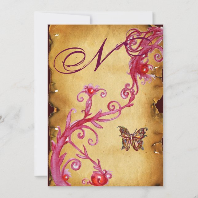 Invitación Monograma del PARQUE DE BODA ELEGANTE DE MANO DE M (Anverso)