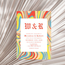 Invitación Monograma del patrón abstracto del Naranja de Swir