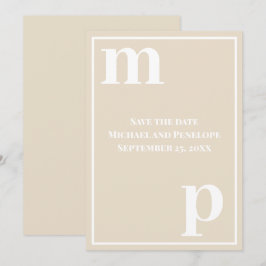 Invitación Monograma divertido de moda Champagne Beige Salva