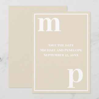 Invitación Monograma divertido de moda Champagne Beige Salva