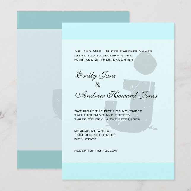 Invitación Monograma divertido y gracioso sobre metal elegant (Anverso / Reverso)