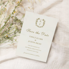 Invitación Monograma dorado clásico Guardar el Boda de fechas