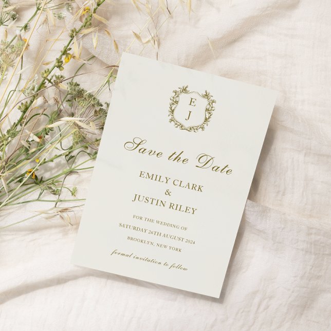 Invitación Monograma dorado clásico Guardar el Boda de fechas (Subido por el creador)