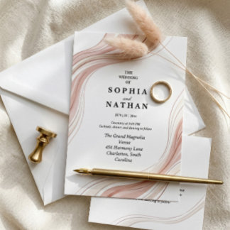 Invitación Monograma Dorado Minimalista Elegante Escritura Mo