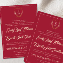 Monograma dorado rojo de Crimson clásico