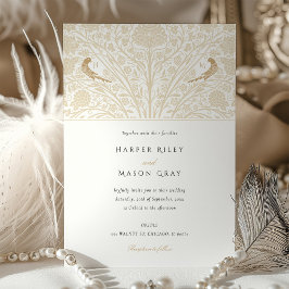 Invitación Monograma Dos Aves Gemelas Boda Victoriano