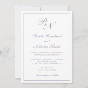 Invitación Monograma Dusty Purple Elegant Todo En Un Boda