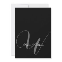 Monograma elegante Boda blanco negro