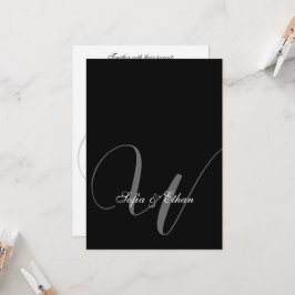 Invitación Monograma elegante Boda blanco negro