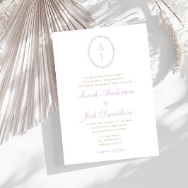 Invitación Monograma elegante de lavanda vintage