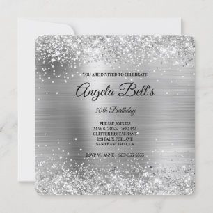 Invitación Monograma Elegante de Metal Brillante con Purpurin