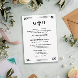 Invitación Monograma elegante decorativo cruzado tradicional