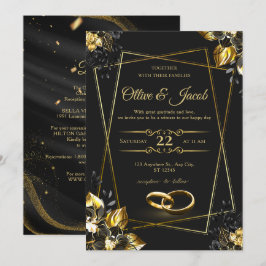 Invitación Monograma Elegante Editable Esmoquin Negro Corona