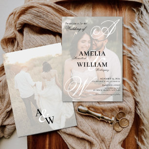 Invitación Monograma Elegante Script Nombres Boda de fotos