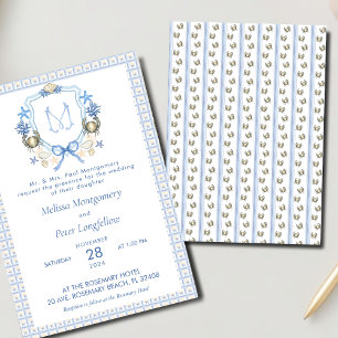 Invitación Monograma Escudo de cangrejo boda