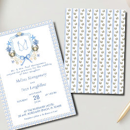 Invitación Monograma Escudo de cangrejo boda