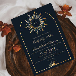 Invitación Monograma esotérico de oro de la Marina Celeste