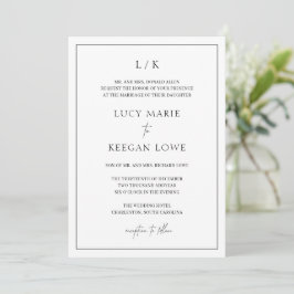 Invitación Monograma eterno Boda elegante en blanco y negro