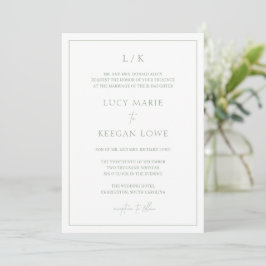 Invitación Monograma eterno Sage Green Elegant Wedding