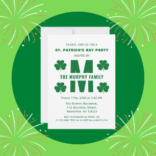 Invitación Monograma Familia feliz Fiesta de San Patricio