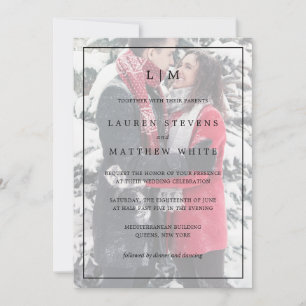 Invitación Monograma Faux Vellum Photo All In One Boda