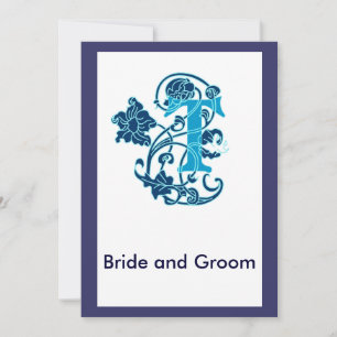 Invitación Monograma floral Art Nouveau T