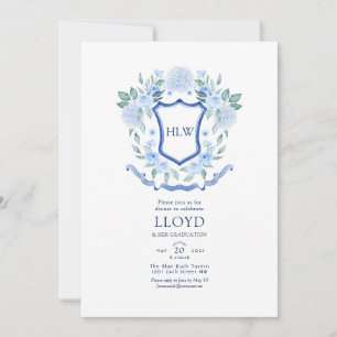 Invitación Monograma Floral de Graduación