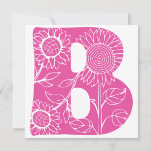 Invitación Monograma floral de la letra mayúscula B