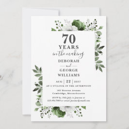 Invitación Monograma floral del 70 aniversario de boda Chic
