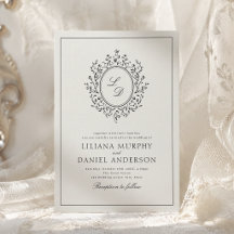 Monograma Floral Elegante Boda Vintage Simple