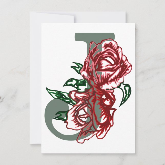 Invitación Monograma floral J letra mayúscula (Anverso)