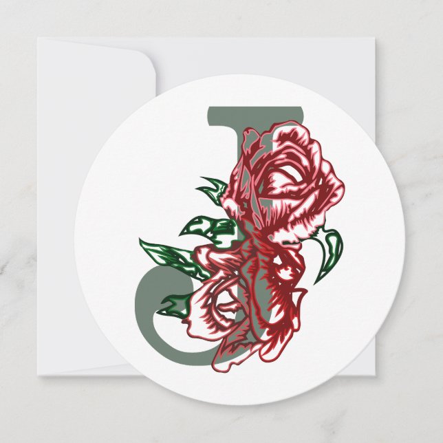 Invitación Monograma floral J letra mayúscula (Anverso)