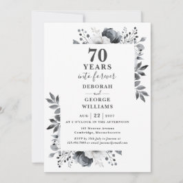 Invitación Monograma floral Platinum 70 Aniversario Boda