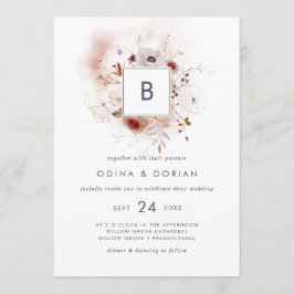 Invitación Monograma floral simple Boda