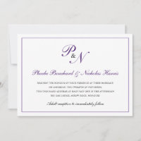 Monograma formal tradicional real morado Boda form