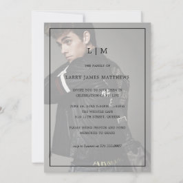 Invitación Monograma Foto Celebración moderna de la vida