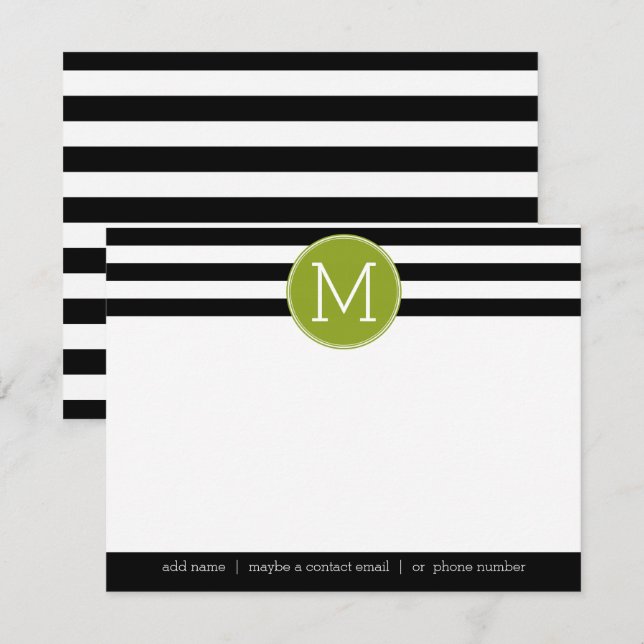 Invitación Monograma franco negro y blanco (Nota) (Anverso / Reverso)