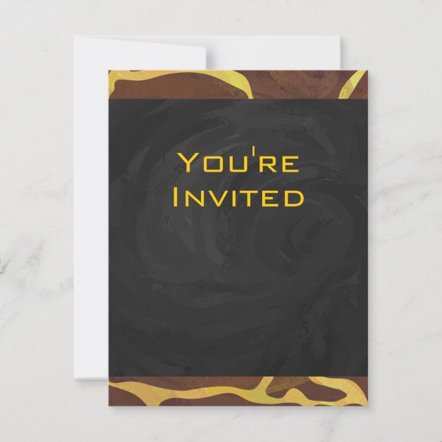 Invitación Monograma Giraffe Brown, amarillo Print (Anverso)