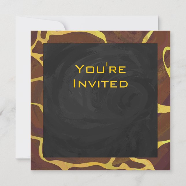 Invitación Monograma Giraffe Brown, amarillo Print (Anverso)