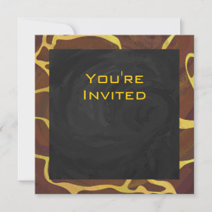 Invitación Monograma Giraffe Brown, amarillo Print
