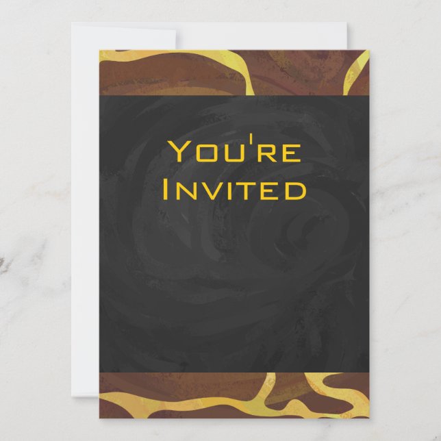 Invitación Monograma Giraffe Brown, amarillo Print (Anverso)